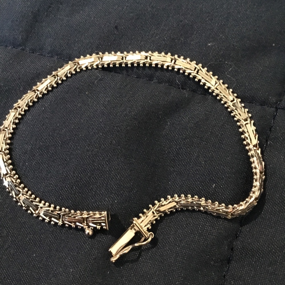 NWOT 14K Solid White Imperial Gold Designer Bracelet, 7 1/4”